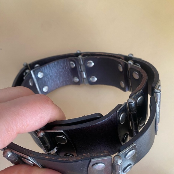 Nicole Miller Black and Silver Leather Belt with Studs - Picture 4 of 7